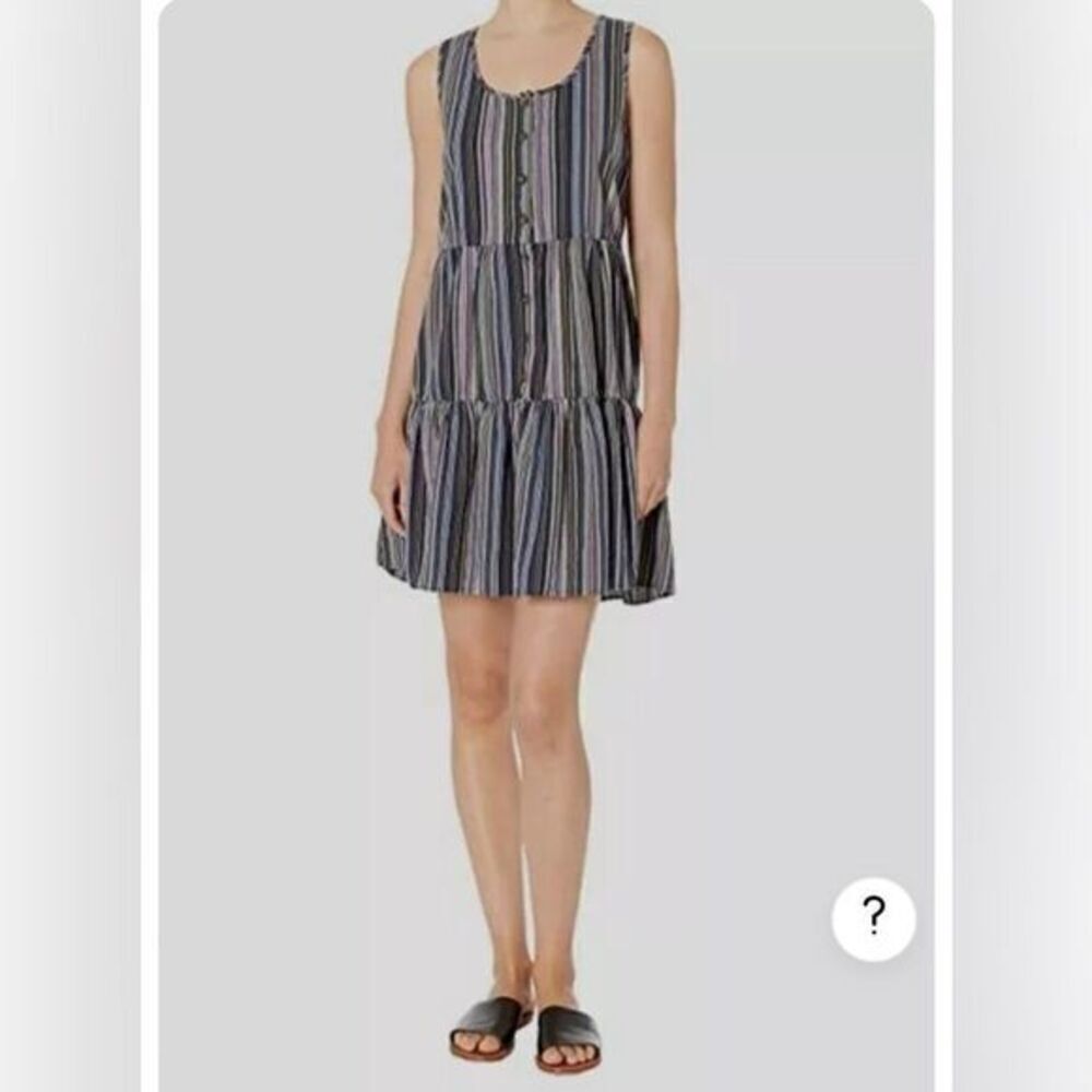 Mod-o-doc Los Angeles Blue Sandcastle Striped Button Front Tank Dress